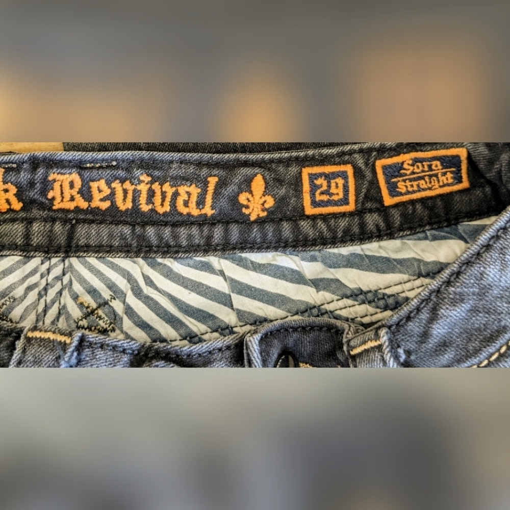 Rock Revival Faded Blk Sora Straight Jeans, Sz 29 - Picture 12 of 13